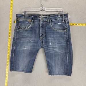 Vintage Levis 519 Shorts Mens 33 Blue Slim Zip Fly Medium Wash Engineered Jorts